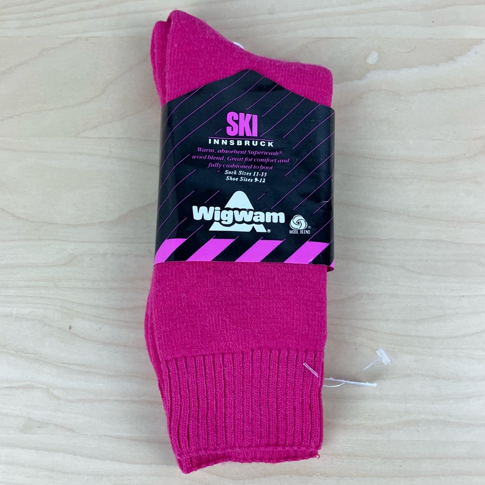 Vintage Wigwam Wool Blend Ski Innsbruck Socks Pink Size 11-13 New NOS!